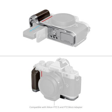 SmallRig 5707 L-Shaped Mount Plate with Wooden Handle for Nikon Z f, silver